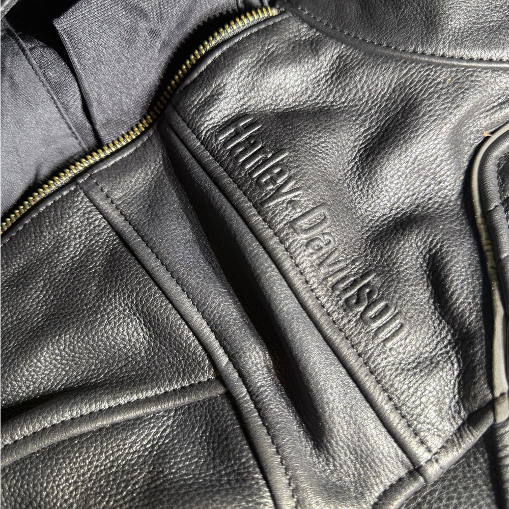 Harley-Davidson Women's Black Quilted Leather Motorcycle Jacket - Picture 3 of 12